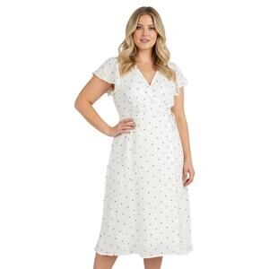 City Chic Polka Dot Sweet Doll Dress White Toffee Size S/ 16
